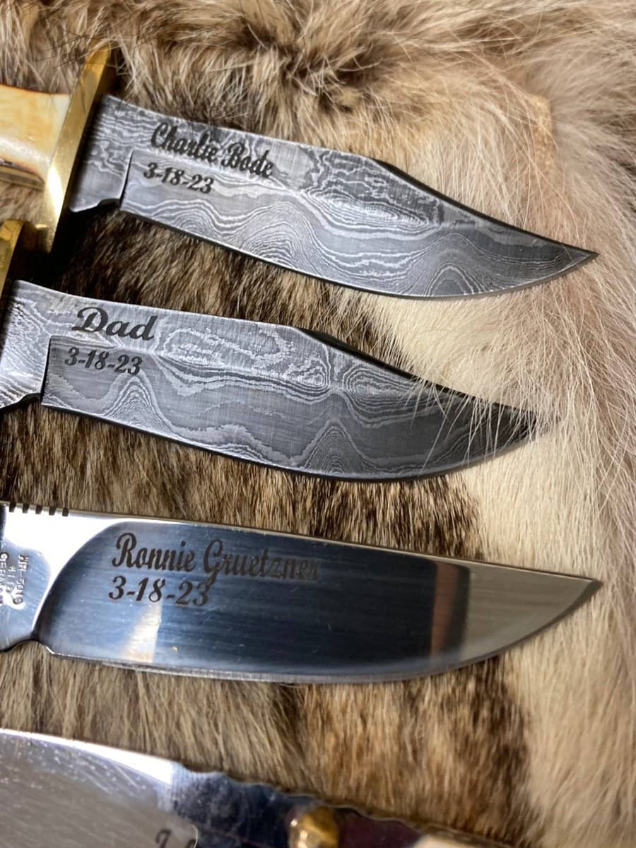 Custom engraved knife blades