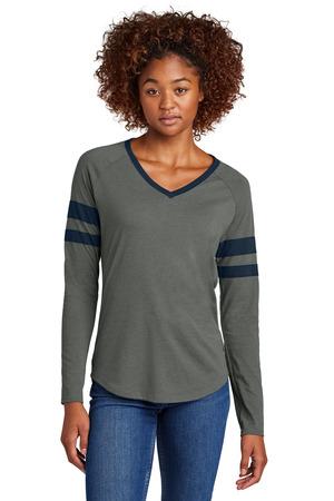 Sport-Tek Women's Halftime Stripe Long Sleeve V-Neck Tee