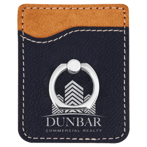 Laserable Leatherette Phone Wallet with Silver Ring