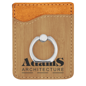 Bamboo Laserable Leatherette Phone Wallet with Silver Ring