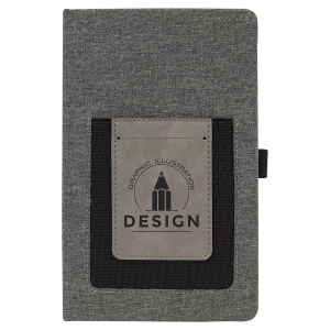 5 1/4" x 8 1/4" Gray w/Gray Laserable Leatherette Journal with Cell/Card Slot