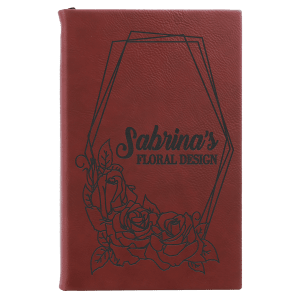 5 1/4" x 8 1/4" Rose Laserable Leatherette Sketch Book with Unlined Notepad