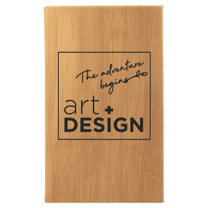 5 1/4" x 8 1/4" Bamboo Laserable Leatherette Sketch Book with Unlined Notepad