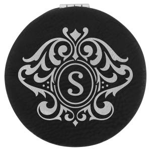 2 1/2" Laserable Leatherette Compact Mirror