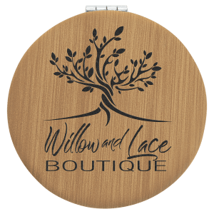 2 1/2" Bamboo Laserable Leatherette Compact Mirror