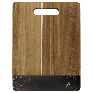 11 1/2" x 8 3/4" Acacia with Marble Accent Rectangle Cutting Board with Handle