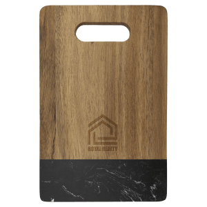 9" x 6" Acacia with Marble Accent Rectangle Cutting Board with Handle