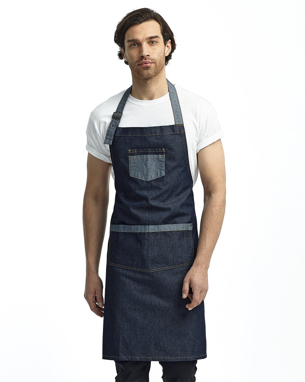 Domain Contrast Denim Bib Apron