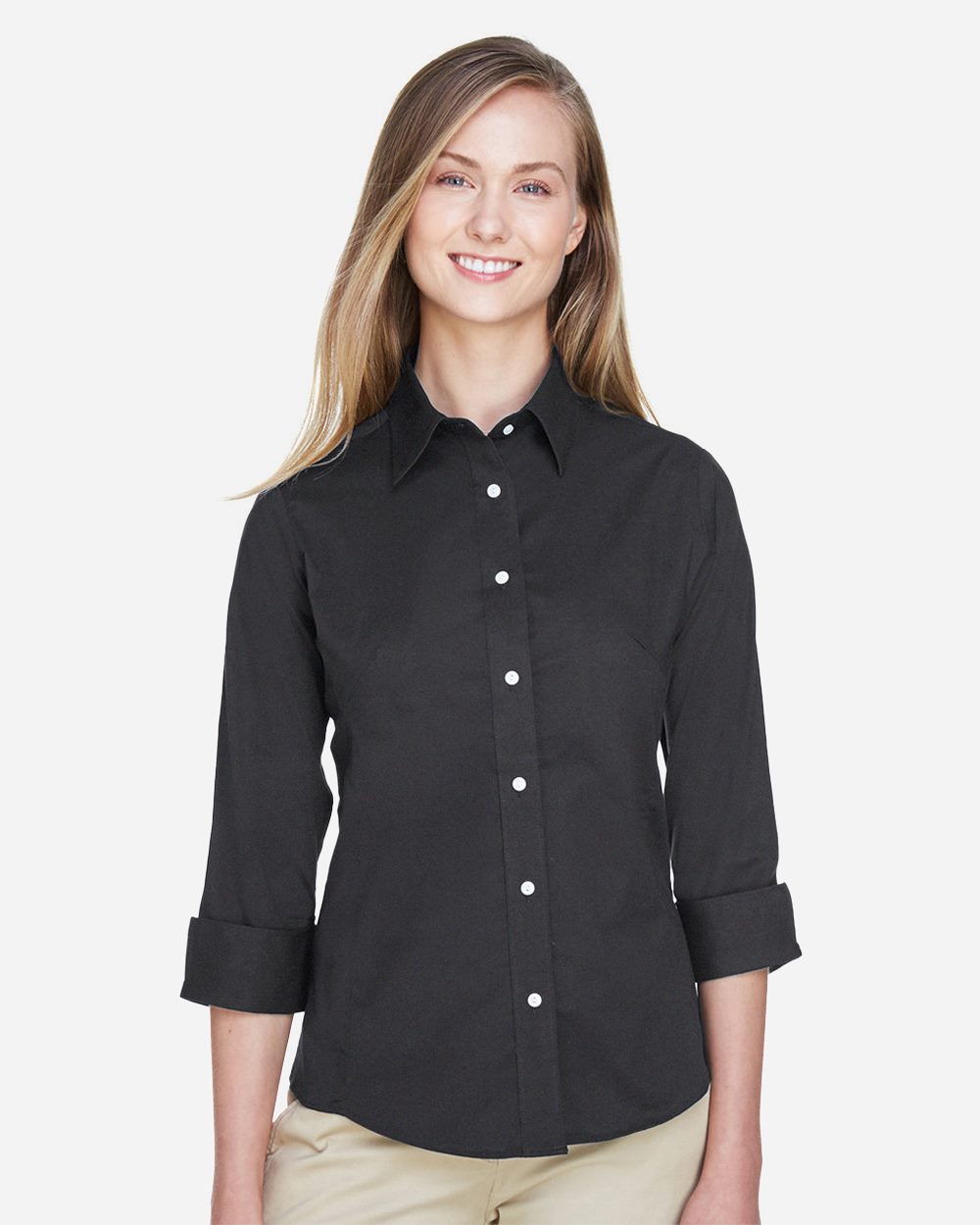 Women's Perfect Fit™ Three-Quarter Sleeve Stretch Poplin Dress Shirt