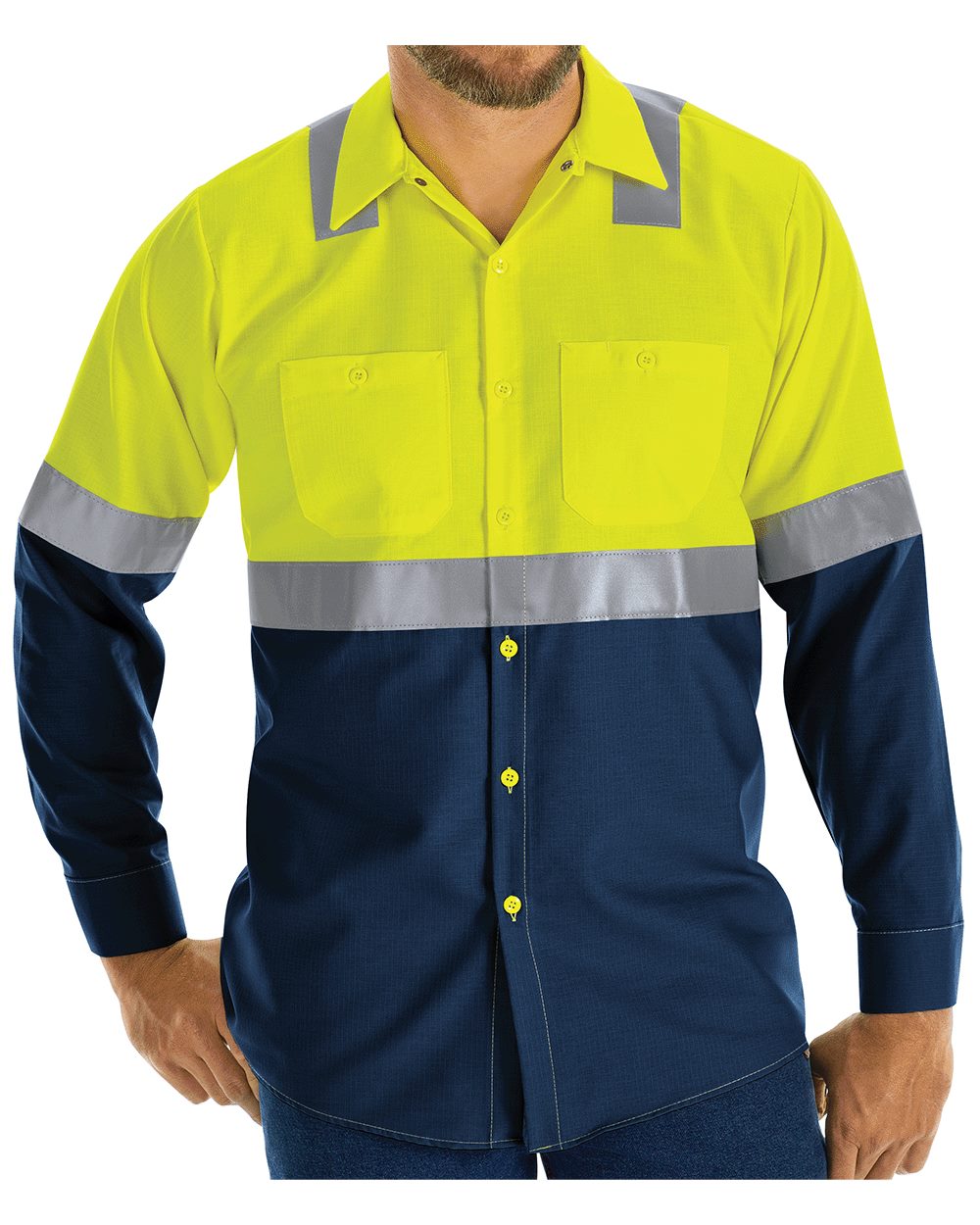 Men's Tall Enhanced & Hi-Visibility Long Sleeve Work Shirt